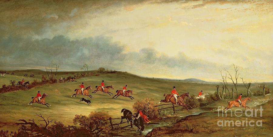Horse Painting - The Quorn in full cry near Tiptoe Hill by John E Ferneley