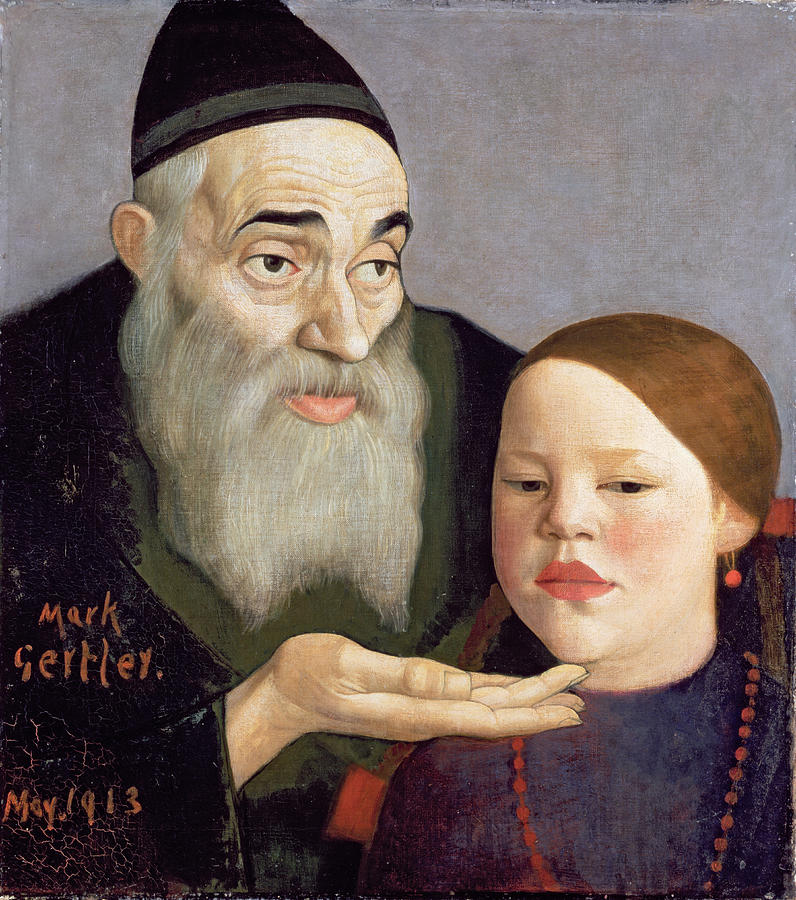 Portrait Painting - The Rabbi And His Grandchild, 1913 by Mark Gertler