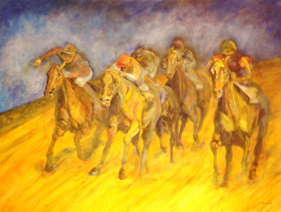 The Race - Das Rennen Painting by Dagmar Helbig