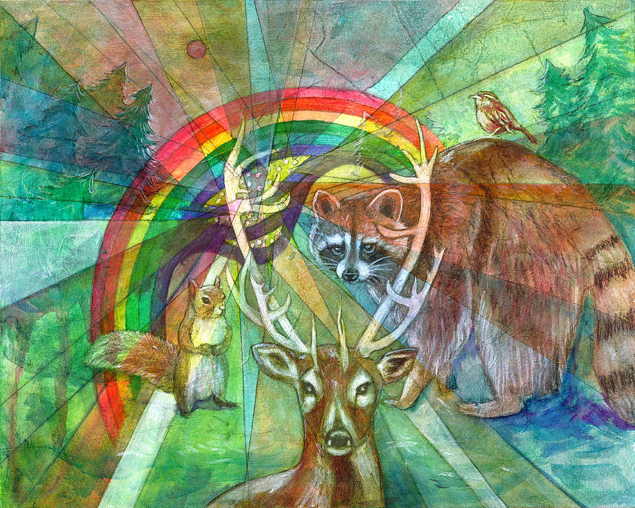 Deer Painting - The Rainbow Cocoon by Elizabeth DAngelo