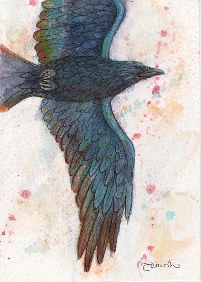 Raven Painting - The Rainbow Thief by Tahirih Goffic