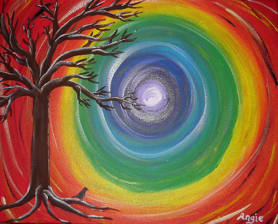 The Rainbow Tunnel with Tree of Life Painting by Angie Butler