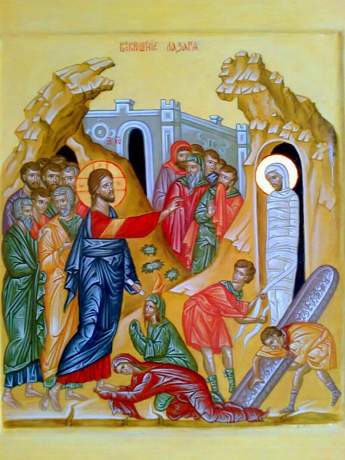 Russian Orthodox Icon Painting - The Raising of Lazarus by Andrey  Peshkov