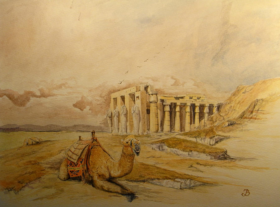 Desert Painting - The Ramesseum Theban necropolis Egypt by Juan  Bosco