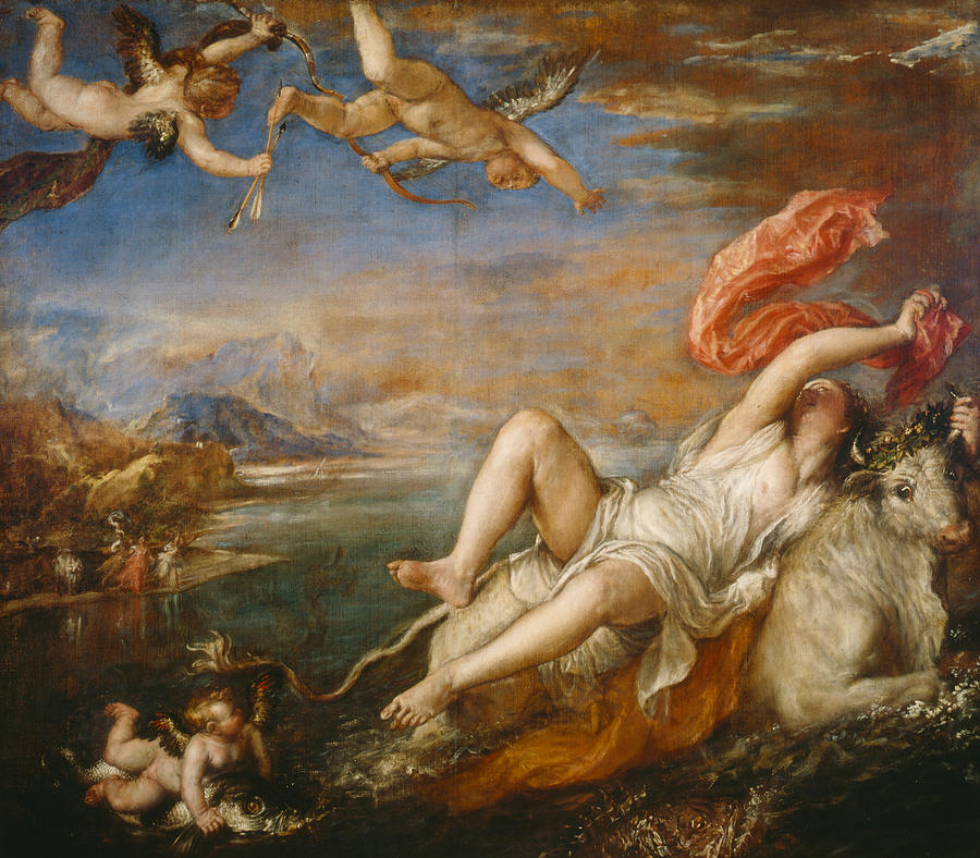 Titian Painting - The Rape of Europa by Titian