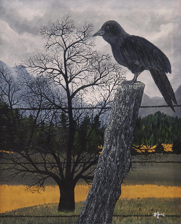 Tree Painting - The Raven by BJ Hilton Hitchcock
