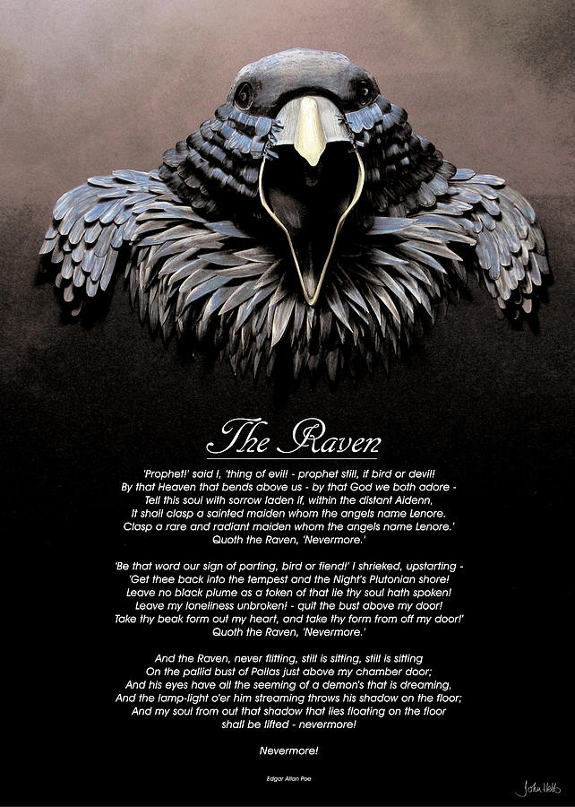 Raven Digital Art - The Raven by John Hebb
