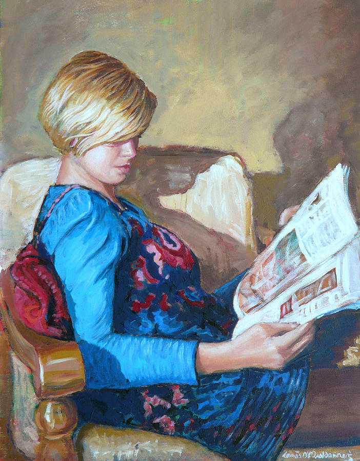 Portrait Painting - The Reader by TOMAS OMaoldomhnaigh