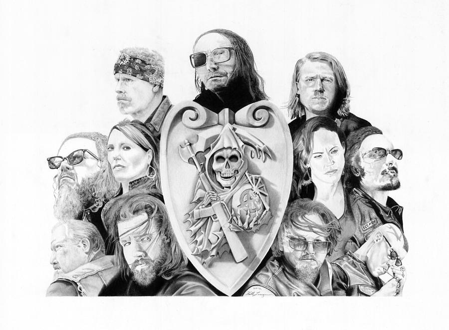 Sons Of Anarchy Drawing - The Reaper Crew by Keith Larocque