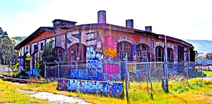 San Francisco Photograph - The Rear of the Old Train Roundhouse at Bayshore near San Francisco and the Cow Palace  by Jim Fitzpatrick