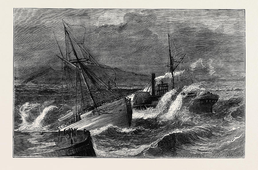 Transportation Drawing - The Recent Gale, Wreck Of The Steamer Chusan Off Ardrossan by English School