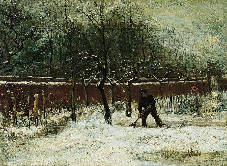 The Rectory Garden In Nuenen In The Snow Painting By Vincent Van Gogh Pixels