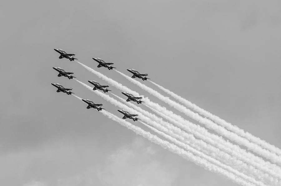 The Red Arrows black and white version Photograph by Gary Eason