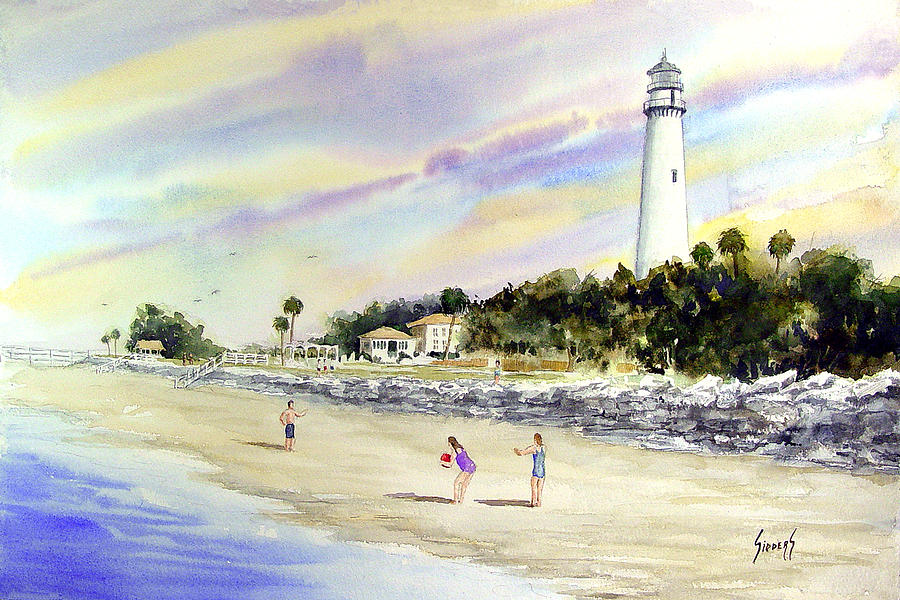 Lighthouse Painting - The Red Ball by Sam Sidders