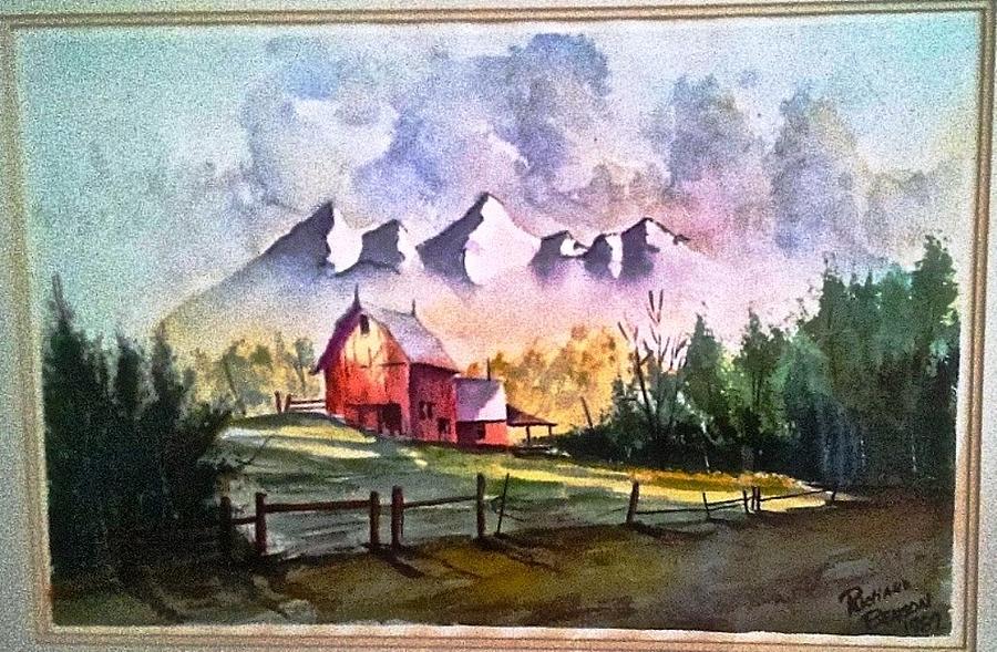 The Red Barn Angry Sky SOLD Painting by Richard Benson