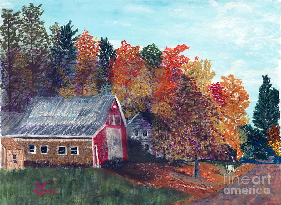 The Red Barn Pastel by Francois Lamothe