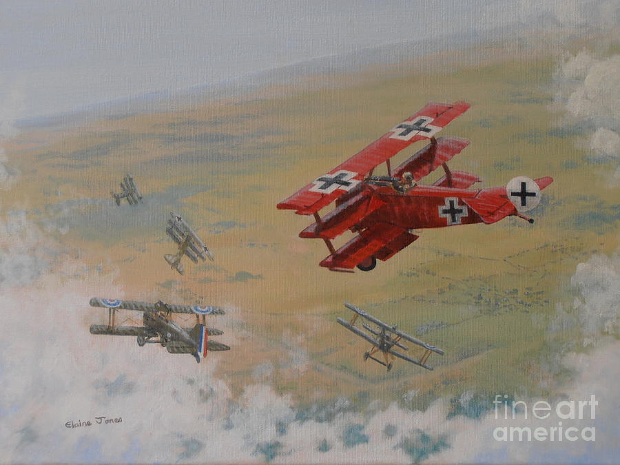 Vintage Painting - The Red Baron by Elaine Jones