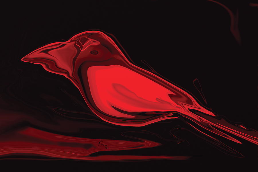 Abstract Digital Art - The Red Bird by Rabi Khan