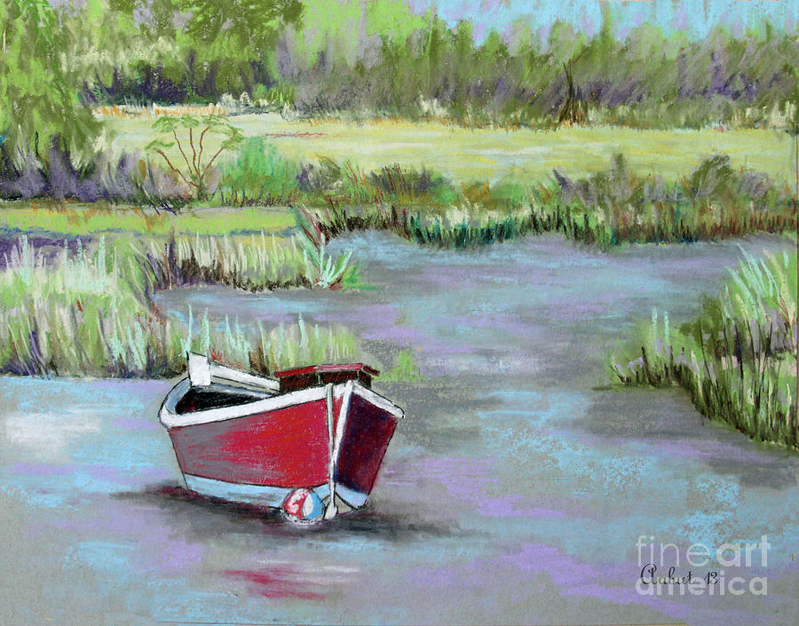 The Red Boat Chronicle  Pastel by Rosemary Aubut