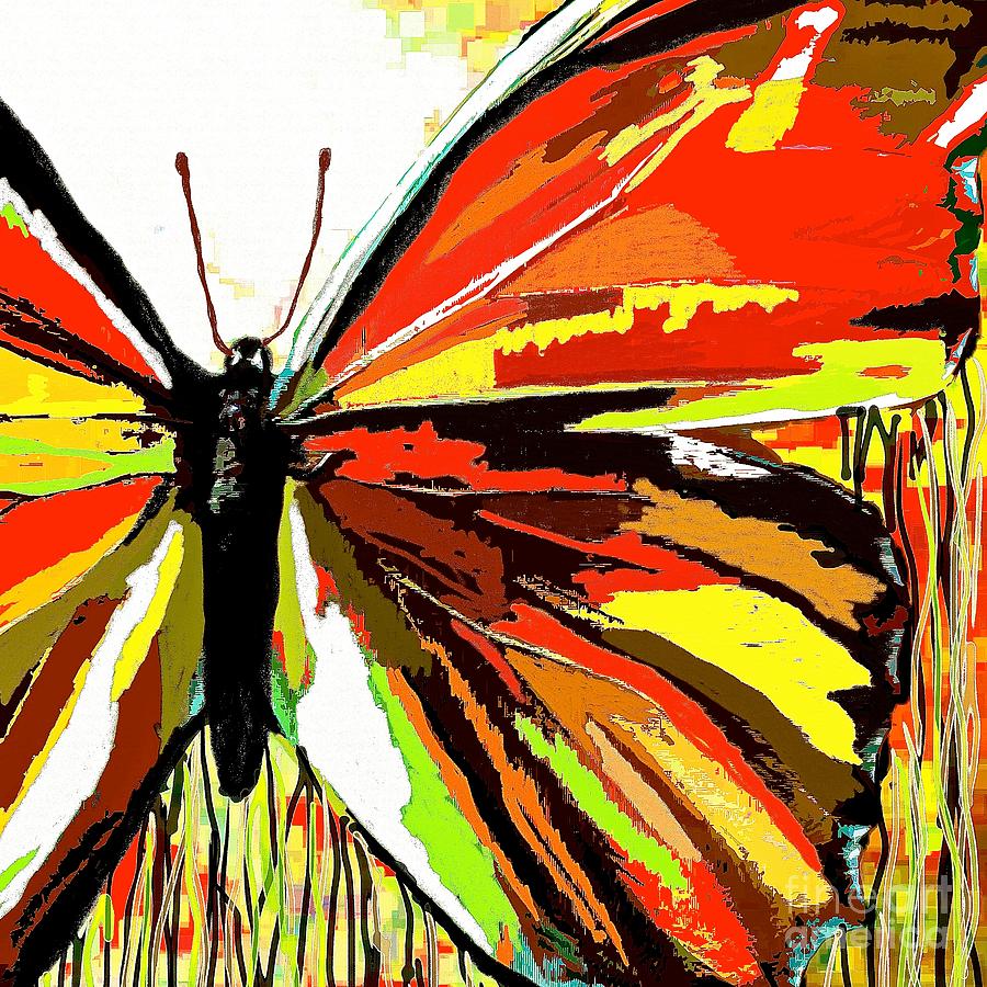 The Red Butterfly Painting by Saundra Myles
