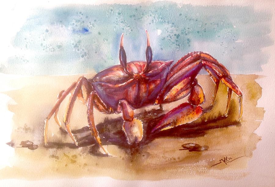 The red crab Painting by Katerina Kovatcheva