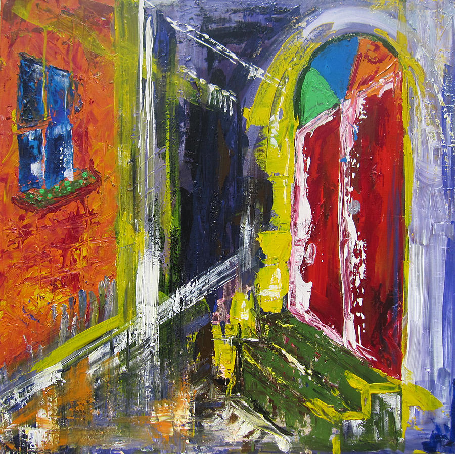 Abstract Painting - The Red Door by Khalid Alzayani