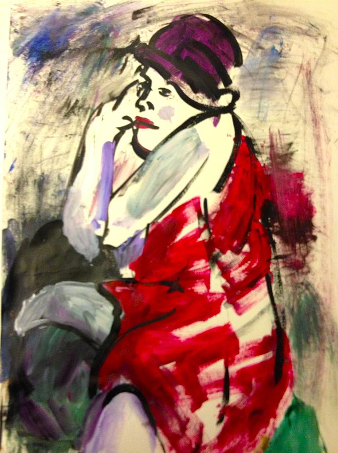Portrait Painting - The Red Dress II by Elaine Schloss