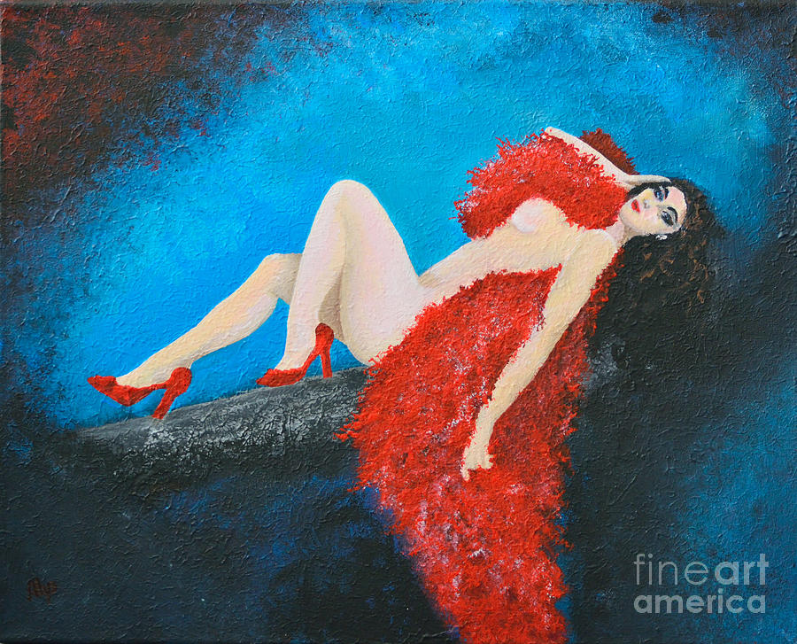 The Red Feather Boa Painting by Alys Caviness-Gober