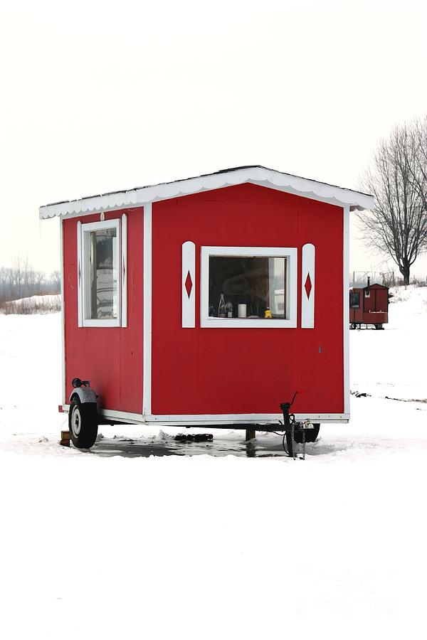 The Red Ice Fishing Cabin Photograph by Sophie Vigneault - Pixels