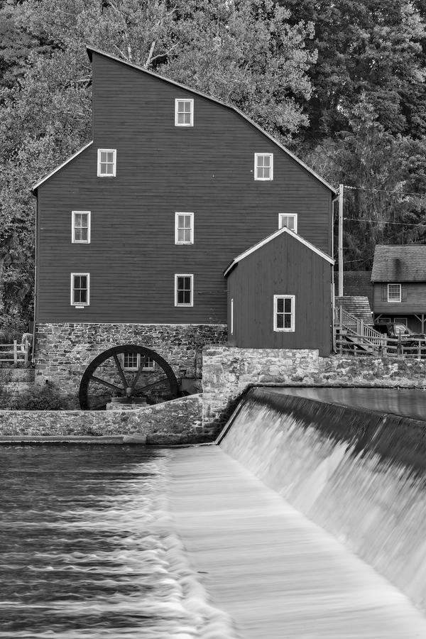 Fall Photograph - The Red Mill At Clinton BW by Susan Candelario