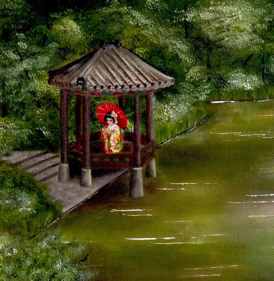 The Red Parasol cropped Painting by Dr Pat Gehr