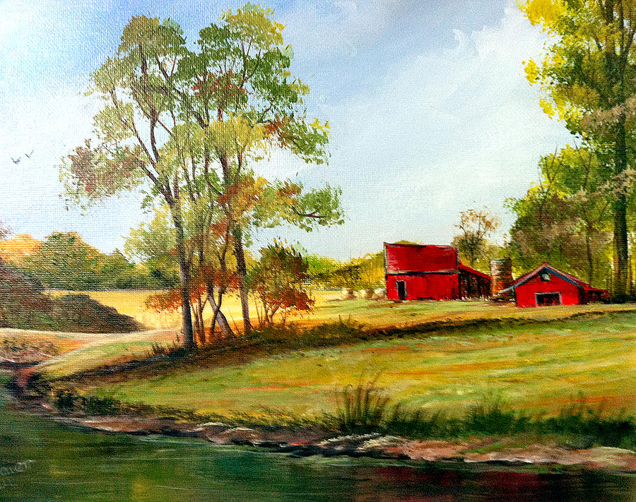 The Red Roof Farm Painting by Dorothy Maier