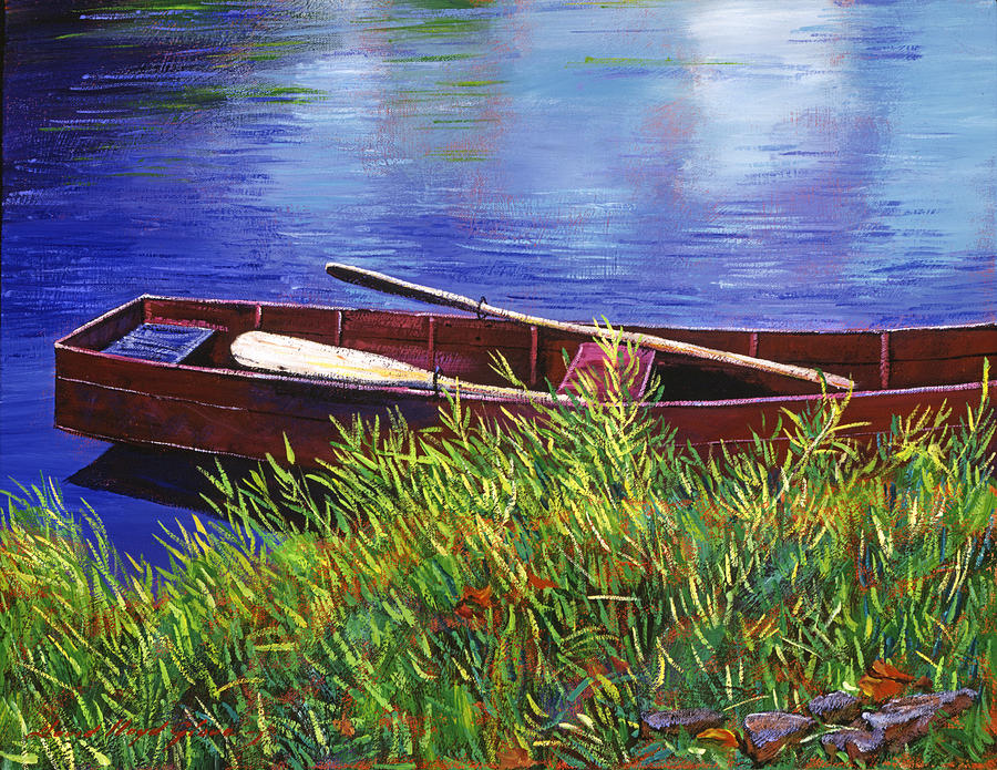 The Red Rowboat Painting by David Lloyd Glover