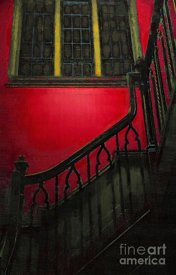 Architecture Painting - The Red Staircase by RC DeWinter