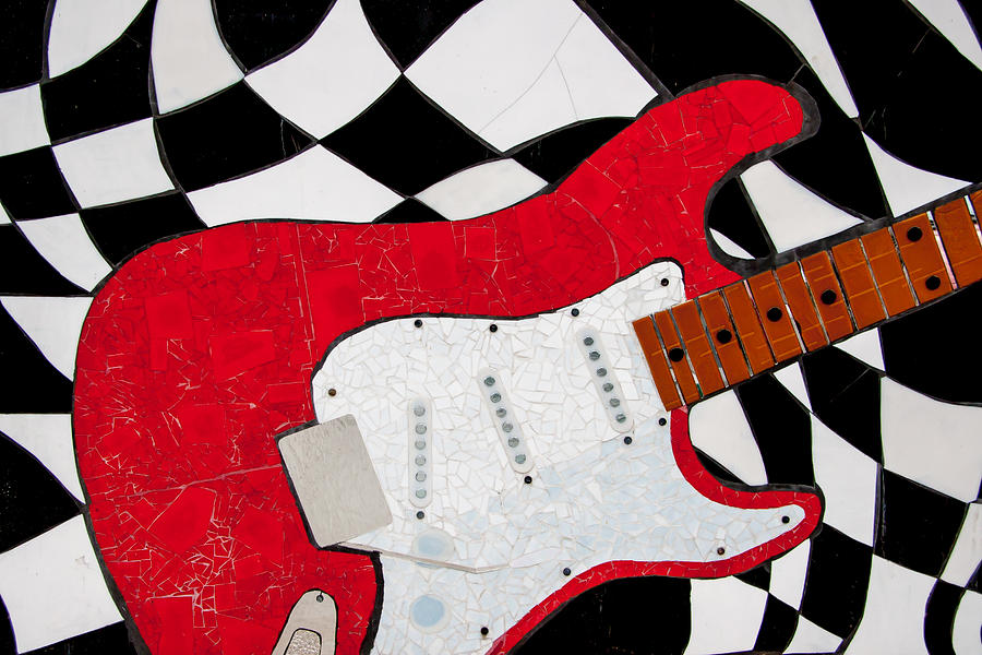 The Red Tile Guitar Photograph by Roger Mullenhour