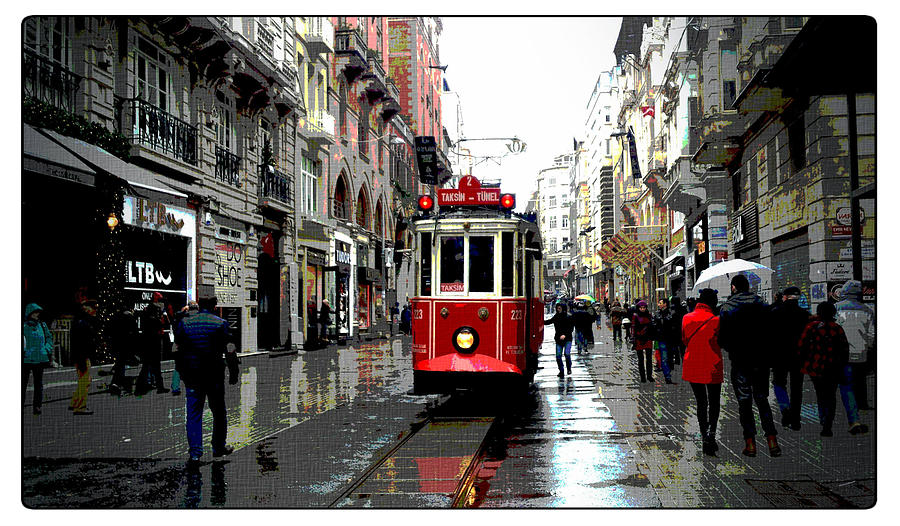 Tram Photograph - The red tram by Rumiana Nikolova