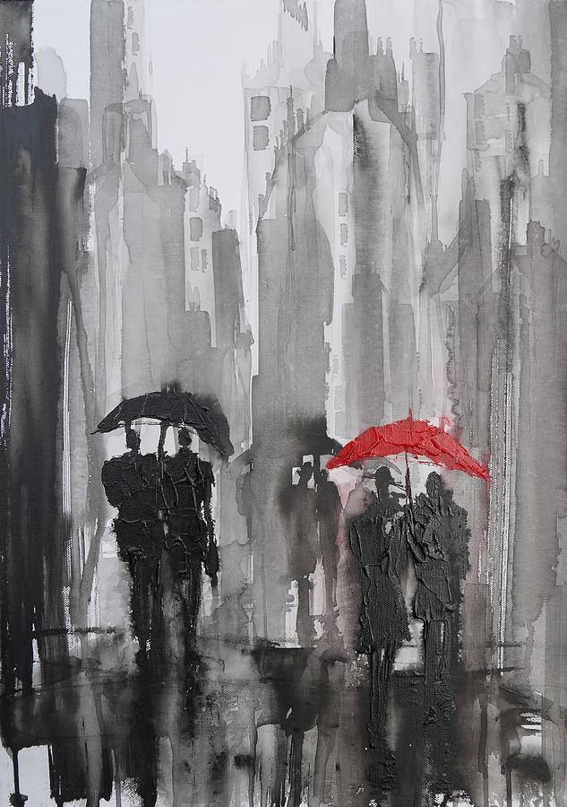 Umbrella Painting - The Red Umbrella by Irina Rumyantseva