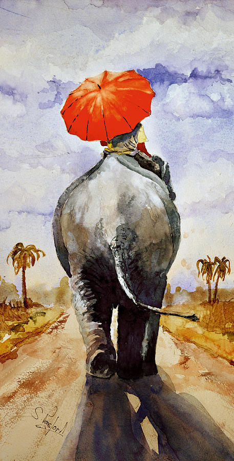 The red umbrella Painting by Steven Ponsford