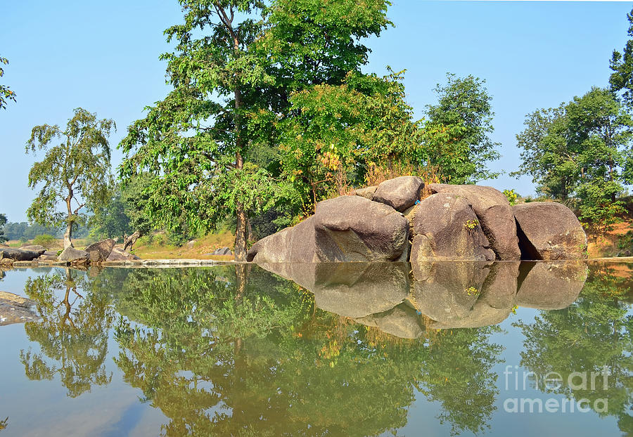 Spring Photograph - The reflection of rock by Geet Anjali