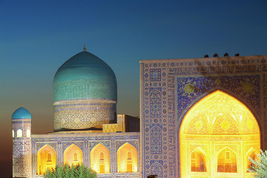 The Registan At Night, Samarkand Photograph by Laurie Noble