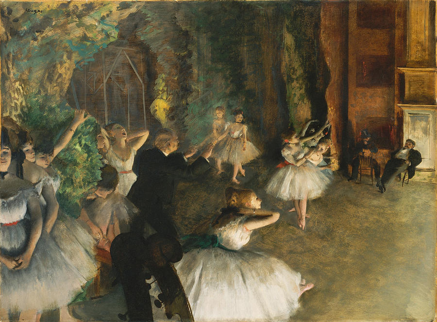 Edgar Degas Painting - The Rehearsal of the Ballet Onstage by Edgar Degas