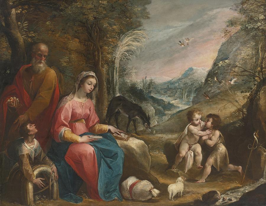 The Rest On The Flight Into Egypt Painting by Celestial Images - Fine ...