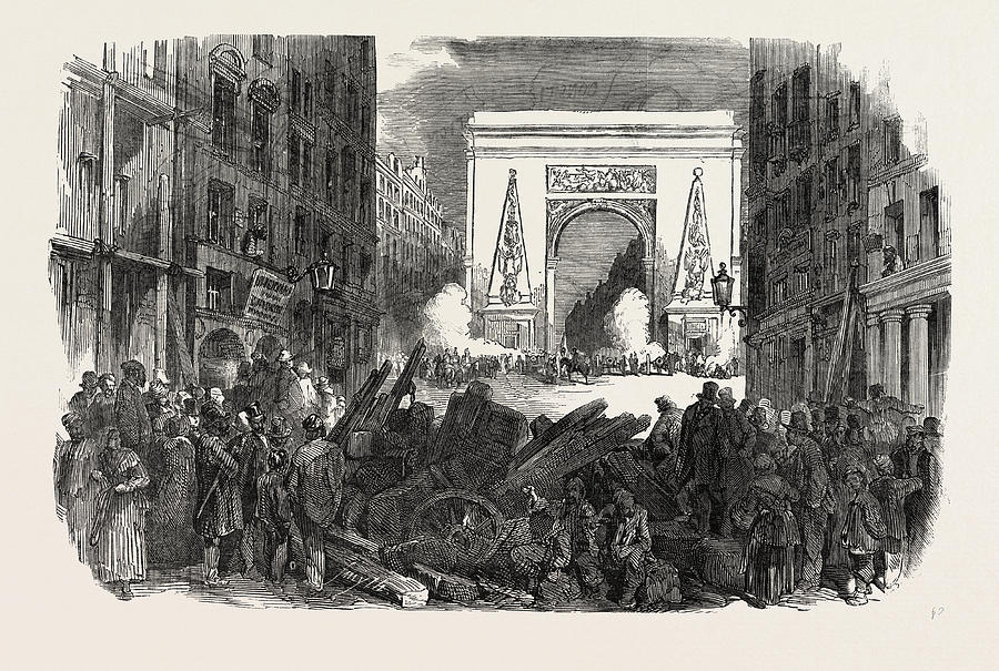 Paris Drawing - The Revolution In France The Monster Barricade Of The Porte by French School
