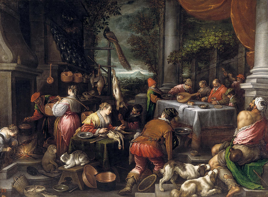 The Rich Man and Lazarus Painting by Leandro Bassano