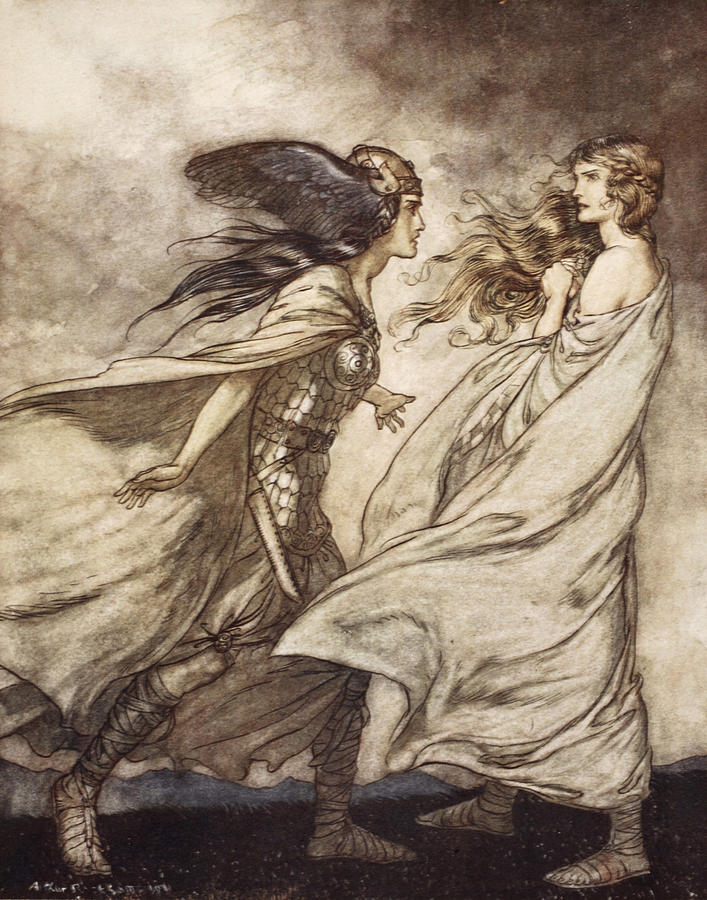 Valkyrie Drawing - The Ring Upon Thy Hand - ..ah by Arthur Rackham