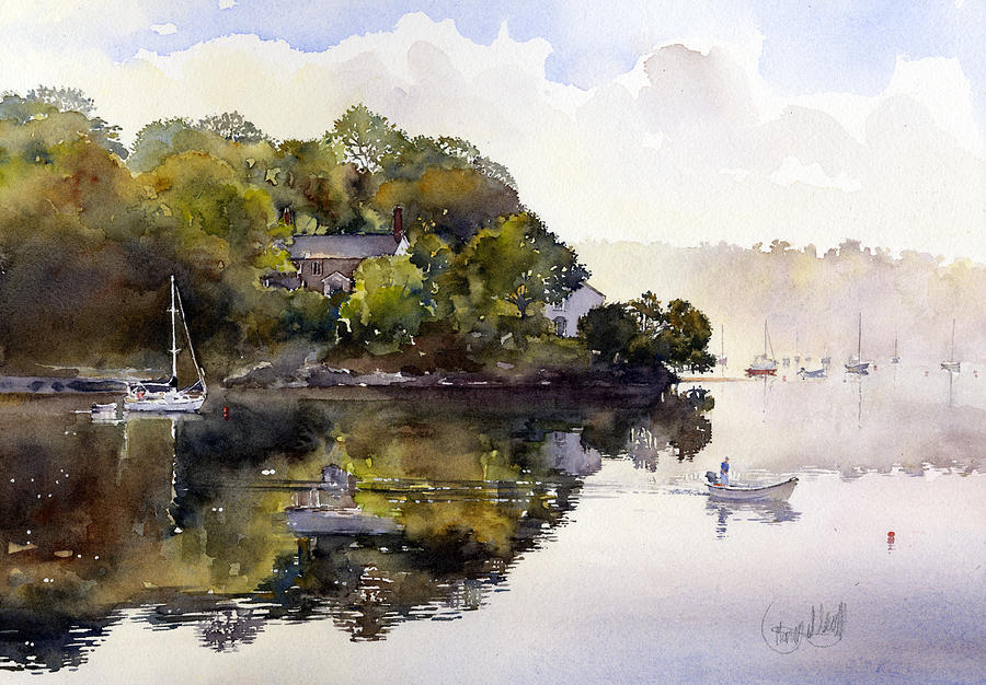 Boat Painting - The river at Malpas by Margaret Merry