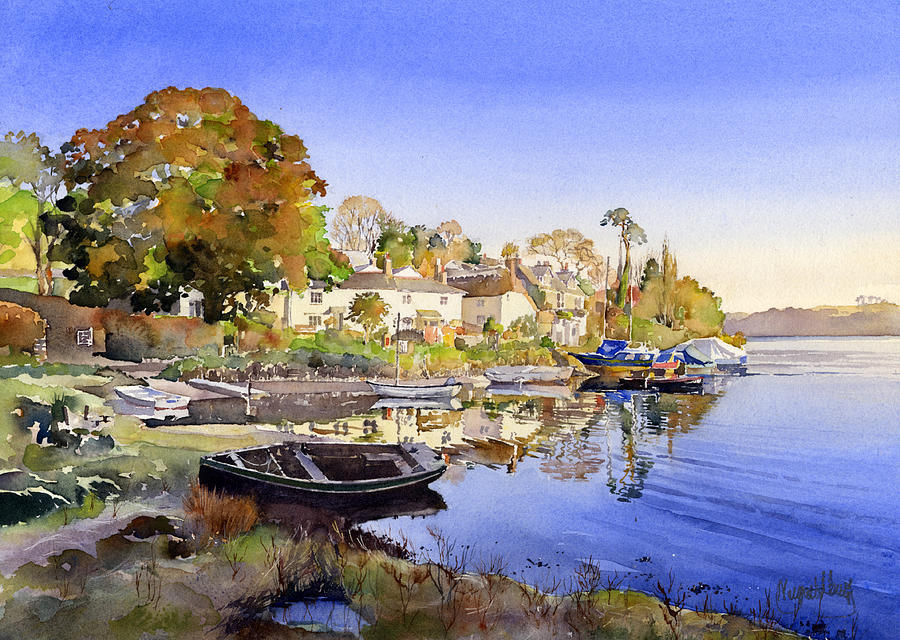 Boat Painting - The river at St. Clement by Margaret Merry