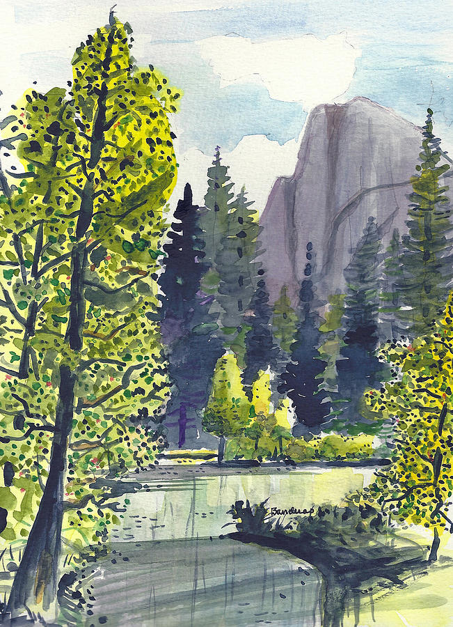 The River At Yosemite Painting by Terry Banderas