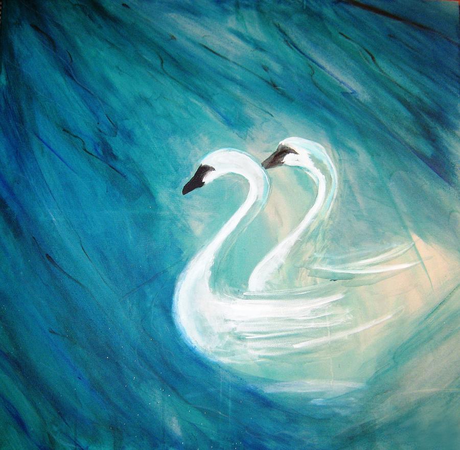 Swan Painting - The River of Swans by T Byron K