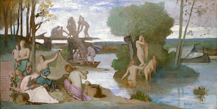 Pierre Puvis De Chavannes Painting - The River by Pierre Puvis de Chavannes